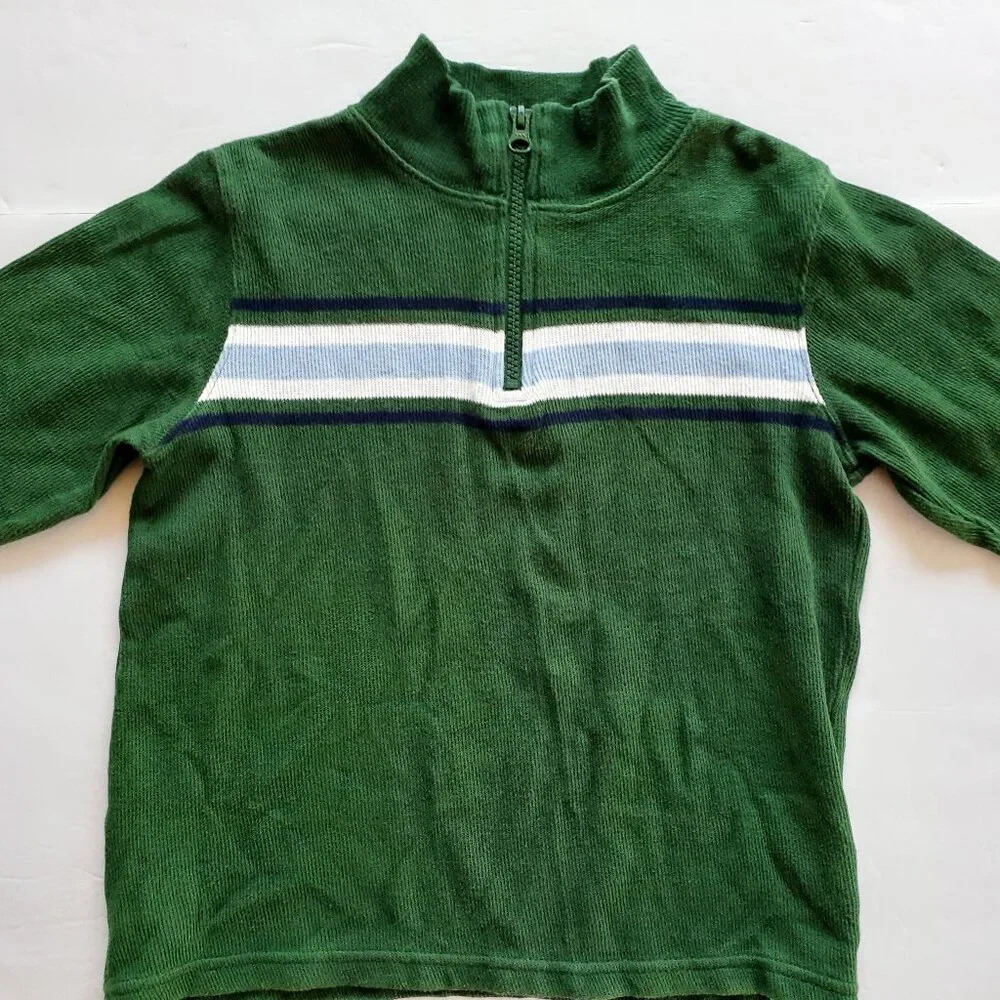 Sonoma Boys Shirt Quarter Zip Pullover Green Zip Knit Long Sleeve Medium 5-6